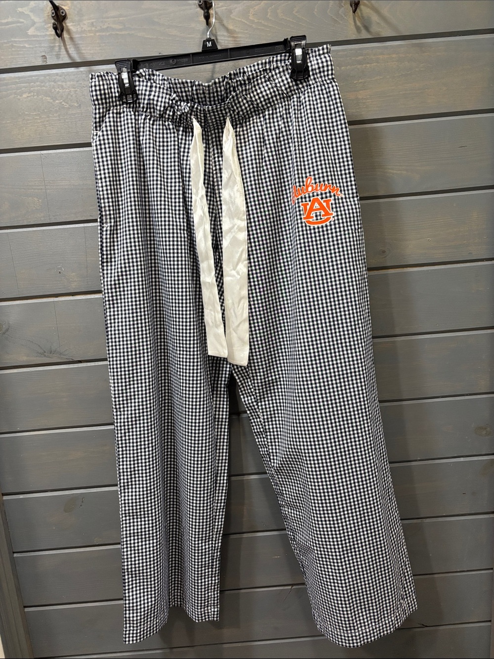 Auburn Plaid Lounge Pants with Drawstring - Black & White